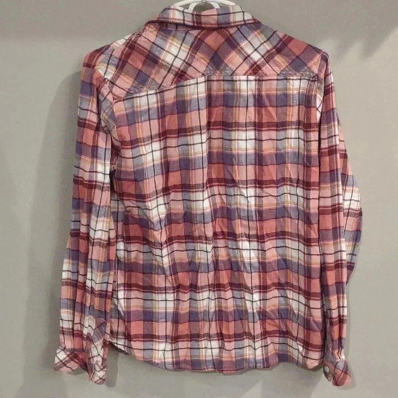 Dickies women's large plaid‎ pink purple white flannel button down - Picture 5 of 5